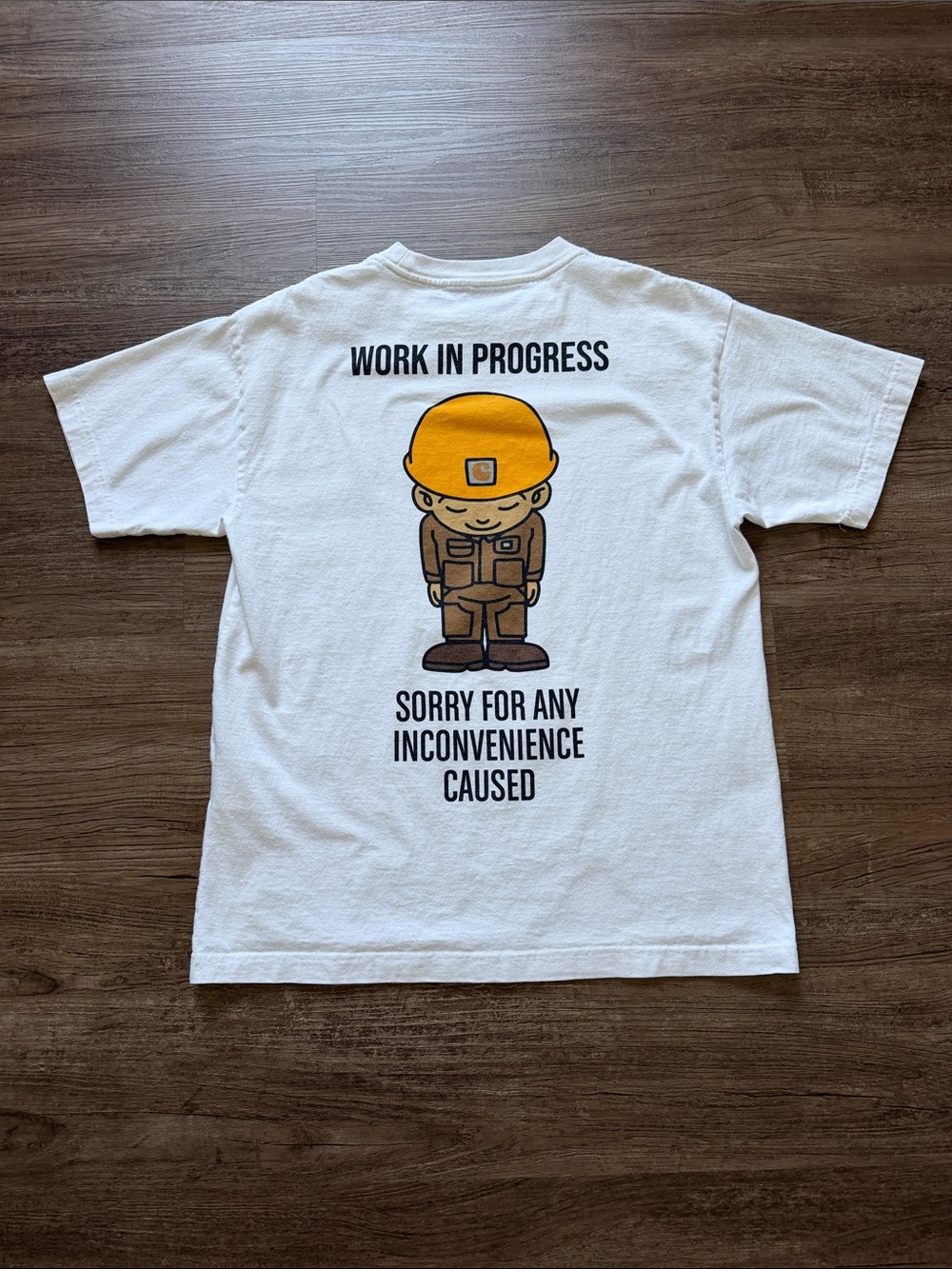 Carhartt WIP White Tee with Construction Worker Graphic